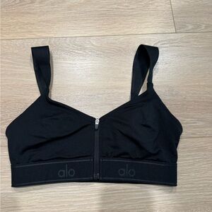ALO Yoga Zip-Front Black Sports Bra